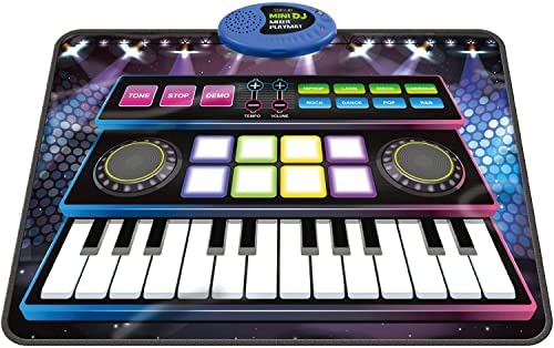 SUNLIN Mini DJ Mixer Playmat, Gift Toy for 3-8 Year Old Boys Girls,  Combined with Piano Mat & Drum Pad Beat Maker, Remix Sound, 8 Drum Sounds,  8 Instrument Sounds, 8 Music